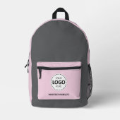 Logo & Text Upload Grau/Rosa Bedruckter Rucksack (Vorderseite)