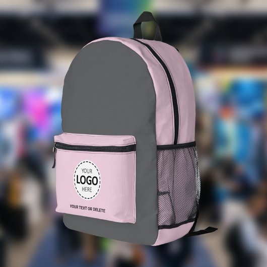 Logo & Text Upload Grau/Rosa Bedruckter Rucksack