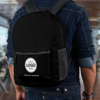 Logo & Text Upload Schwarz Bedruckter Rucksack