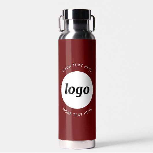 Logo-Text Werbeaktion Branding Dunkelrot Trinkflasche (Vorne)