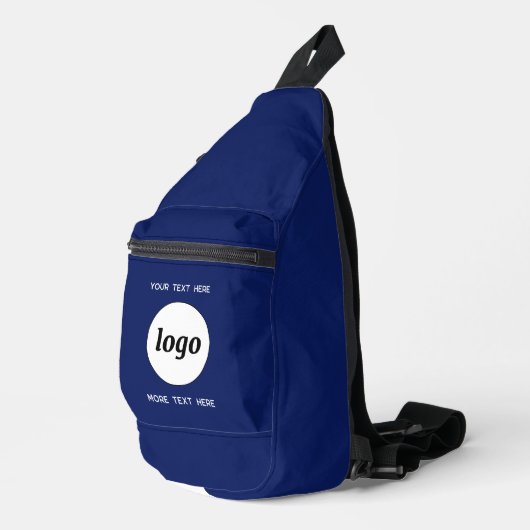 Logo-Text Werbeaktion Branding Navy Blue Crossbody Bag (Rechte Ecke)