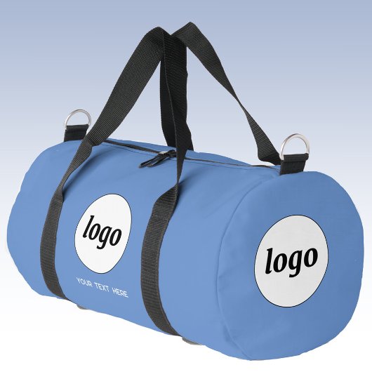 Logo-Text Werbeaktion für Unternehmen Blue Duffle Bag