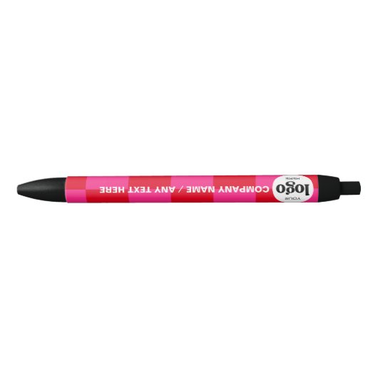 Logo-Text Werbeaktion Rosa Schachbrett | Stift (Vorderseite)