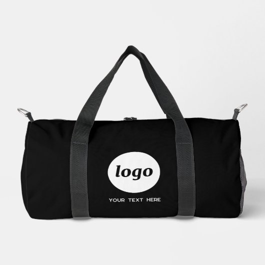Logo-Text Werbung Business Black Duffle Bag (Vorderseite)