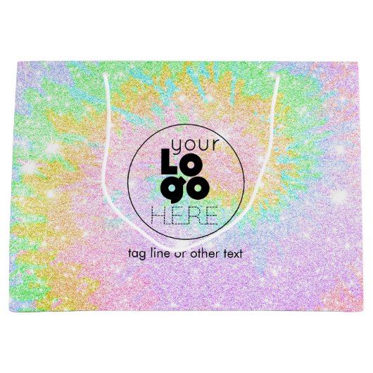 Logo-Tiedye Glitzer-Papiertasche Große Geschenktüte (Vorderseite)