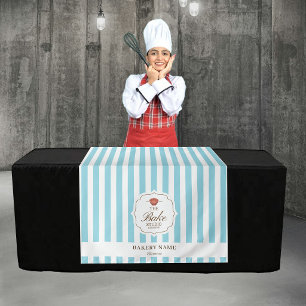 Logo-Tisch-Pop-Up-Shop-Verkäufer-Läufer mit blauen Wandteppich