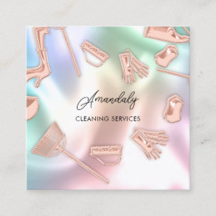 Logo-Toolbar für Reinigungsservice von Haushaltshä Quadratische Visitenkarte