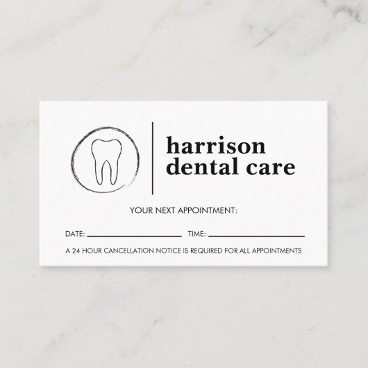 Logo "Tooth Sketch" Schwarz/Weiß Zahnarzt Ernennun Visitenkarte (Vorderseite)