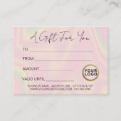 Logo Trendy Modern Holographic Gift Certificate Visitenkarte (Vorderseite)