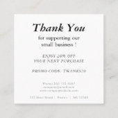 Logo und benutzerdefinierter Diskontcode Quadratische Visitenkarte (Rückseite)