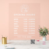 Logo und Code für die Öffnungszeiten des White Bus Acrylschild (Hochzeit)