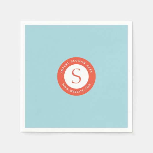 Logo und Firma Soft Cyan Bright Red Serviette (Vorderseite)