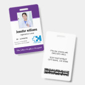 Logo und Foto der Mitarbeiter des Custom Hospital Ausweis (Vorder- & Rückseite)