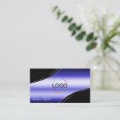 Logo und Foto der Smart Black Blue Curved Dekorati Visitenkarte (Stehend Vorderseite)