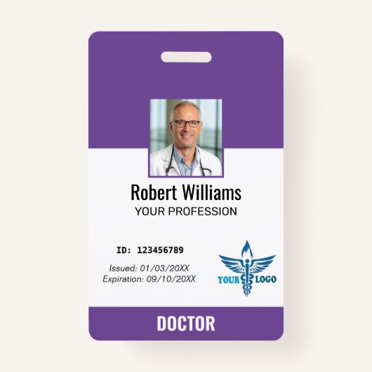 Logo und Foto-ID für personalisierte Krankenhausmi Ausweis (Vorderseite)