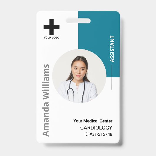 Logo und Foto-ID für personalisierte Krankenhausmi Ausweis (Front)