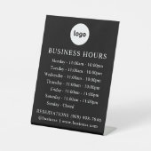 LOGO und Geschäftszeiten | Schwarz | Stehendes Zei Sockelschild (Vorderseite)