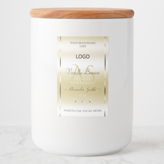 Logo und Initialen von Pastel Gold Cream Product L Lebensmitteletikett (Vorderseite)