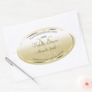 Logo und Initialen von Pastel Gold Cream Product L Ovaler Aufkleber