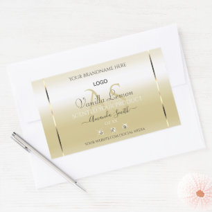 Logo und Initialen von Pastel Gold Cream Product L Rechteckiger Aufkleber