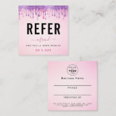 Logo und Markenname für den Lila Glitzer in Rosa Empfehlungskarte (Vorne/Hinten)