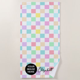 Logo und Name Markierte Pastellfarben Strandtuch