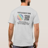 Logo und QR-Code des Unternehmens auf der Vorderse T-Shirt (Rückseite)