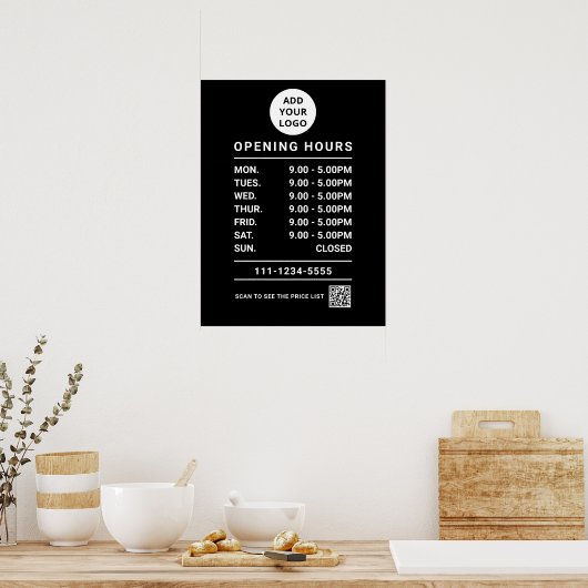 Logo und Qr-Code für Black Business Openings Poster (Küche)