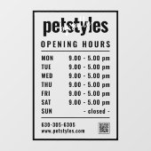 Logo und QR-Code für die Geschäftsöffnungszeiten f Fensteraufkleber (Blatt)