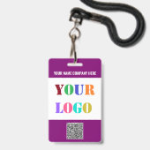 Logo und QR-Code Info Text-Vorlage Business-Abzeic Ausweis (Vorderseite mit Lanyard)
