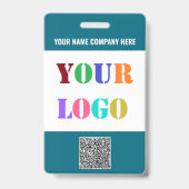Logo und QR-Code Info Text-Vorlage Business-Abzeic Ausweis (Rückseite)
