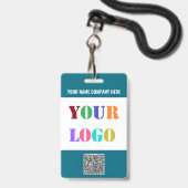 Logo und QR-Code Info Text-Vorlage Business-Abzeic Ausweis (Rückseite mit Lanyard)