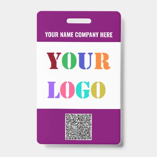 Logo und QR-Code Info Text-Vorlage Business-Abzeic Ausweis (Vorderseite)