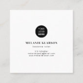 Logo und QR-Code Minimale Schwarz-Weiß-Vorlage Quadratische Visitenkarte (Rückseite)