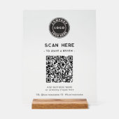Logo und QR-Code Moderne Bewerte uns Geschäft Acrylschild (Vorderseite)