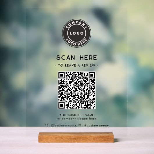 Logo und QR-Code Moderne Bewerte uns Geschäft Acrylschild (Neutral)