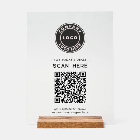 Logo und QR-Code Modernes, berührungsloses Geschäf Acrylschild (Vorderseite)