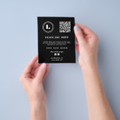 Logo und QR-Code schwarzes Minimalistisches Design Flyer (Gruppe)