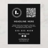 Logo und QR-Code schwarzes Minimalistisches Design Flyer (Vorne)