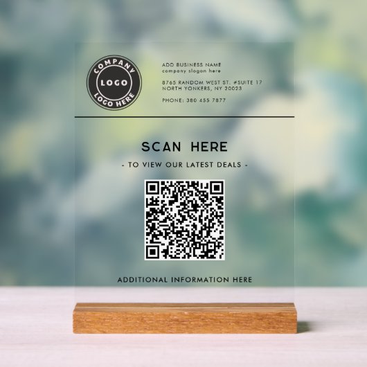 Logo und QR-Code Website Moderne Business Deals Acrylschild (Neutral)