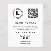 Logo und QR-Code weiß minimalistisches Design Flyer (Vorne)