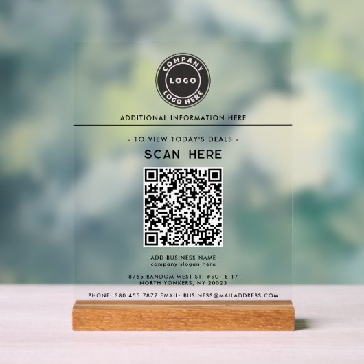Logo und QR-Code Werbung für Unternehmen Acrylschild (Neutral)