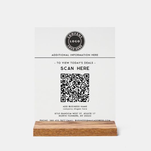 Logo und QR-Code Werbung für Unternehmen Acrylschild (Vorderseite)