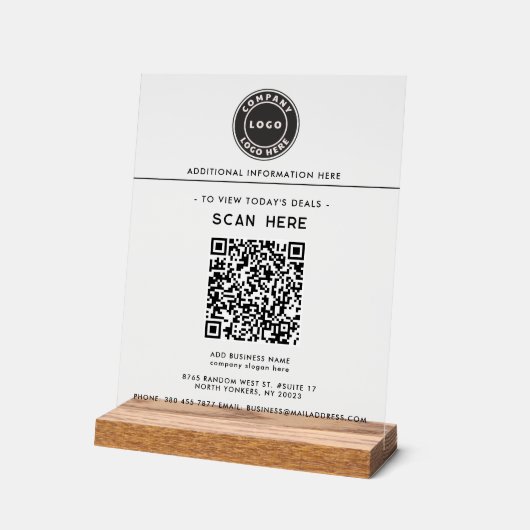 Logo und QR-Code Werbung für Unternehmen Acrylschild (Winkel)