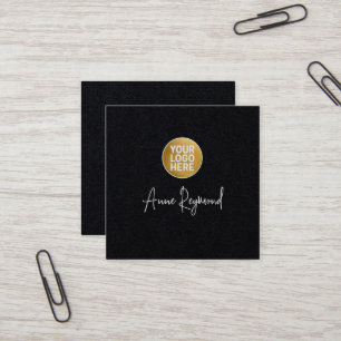 Logo und Schriftname Premium Schwarz Quadratische Visitenkarte