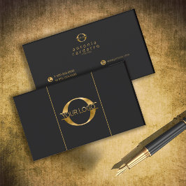 Logo und Social Media Icons Gold/Bk Hor ID810 Visitenkarte