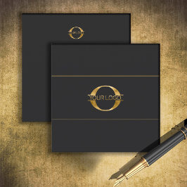 Logo und Social Media Icons Gold/Bk Sq ID810 Quadratische Visitenkarte