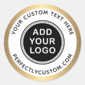 Logo und Text für den Goldene Farbverlauf Runder Aufkleber (Vorderseite)