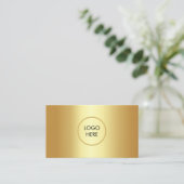 Logo und Text im Gold-Hintergrund anpassbar Visitenkarte (Stehend Vorderseite)