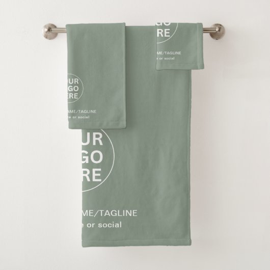 Logo und Text-Sage Grüne Werbeaktion Badhandtuch Set (Insitu)